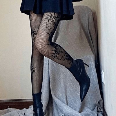 3D Floral Embellished Fishnet Tights